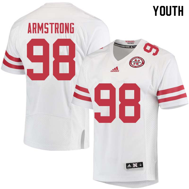 Youth #98 Isaac Armstrong Nebraska Cornhuskers College Football Jerseys Sale-White - Click Image to Close